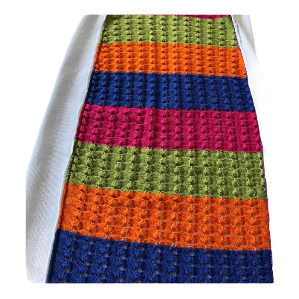 Beautiful Women's colorful stretch dress, with attached belt M - Picture 5 of 8